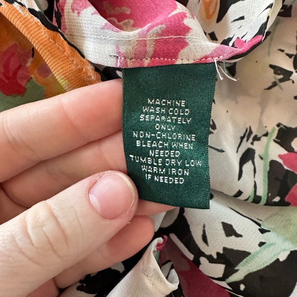 Ralph Lauren Multi color floral sheer Top Blouse 3/4 Sleeve Size L #1720 - Picture 10 of 12